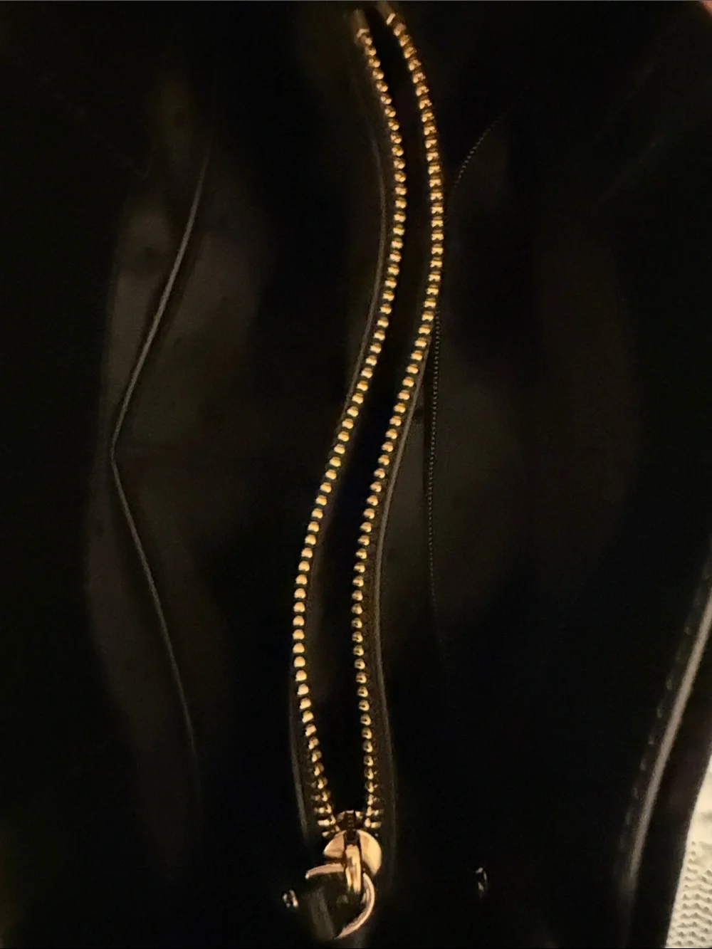 kate spade Black Velvet Floral Appliqué Tote with Cream Leaf Accents